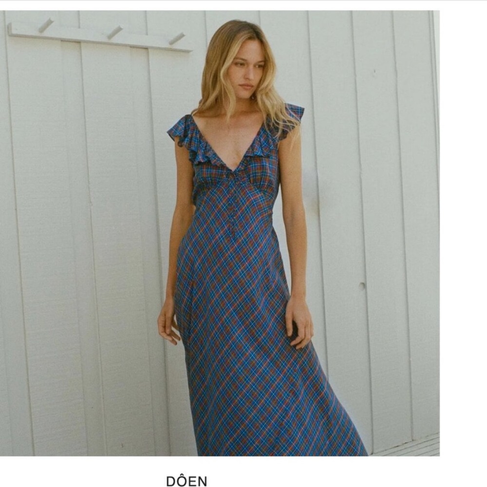 Doen Blue Maxi Sundress with Plunge Neckline
